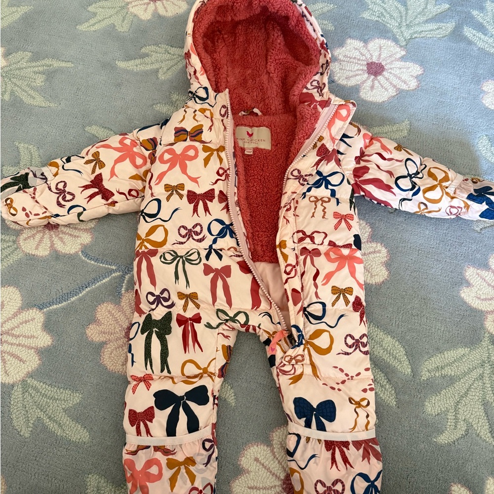 Pink Chicken Multicolor Bow Print One Piece